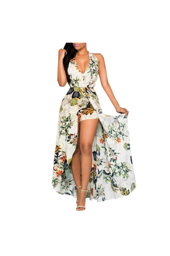 Summer Jumpsuit for Women Off Shouder Flower Party Jumpsuit Playsuit Beach Trousers Culottes Holiday Outfits for Women