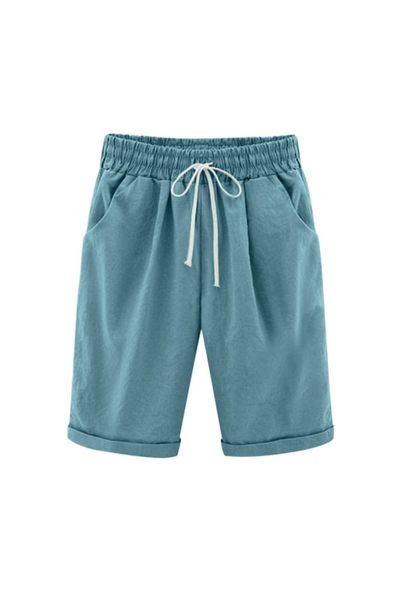 Summer Shorts Women Solid Bermuda Shorts Large Size 5Xl Loose Casual Sports Stretchy Cotton Straight Leg Breathable Sweatshorts Streetwear Female Clothing