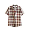 thumbnail image 1 of Edvintorg Summer Vintage Plaid Printed Shirt Men's Short Sleeve Cuban Collar Shirt Hawaiian Style Pattern Short Sleeve Turndown Collar Blouse Shirt, 1 of 4