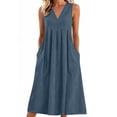 thumbnail image 1 of Edvintorg Sun Dresses for Women 2026 Vacation Summer Beach Sleeveless Casual Midi Dress with Pockets Womens Sundresses, 1 of 5