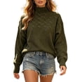 thumbnail image 1 of Edvintorg Sweaters for Women High Neck Casual Pullover Top Long Sleeve Loose Soft Knit Blouse Plus Size Fashion Women Clothing Army Green S-5XL, 1 of 5