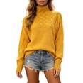 thumbnail image 1 of Edvintorg Sweaters for Women High Neck Casual Pullover Top Long Sleeve Loose Soft Knit Blouse Plus Size Fashion Women Clothing Yellow S-5XL, 1 of 5