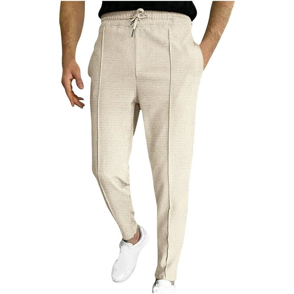 Edvintorg Sweatpants Men Fashion Men's Trousers with Drawstring Slim Elastic Straight Leg Outdoor Joggers Casual Pockets Pants Trousers