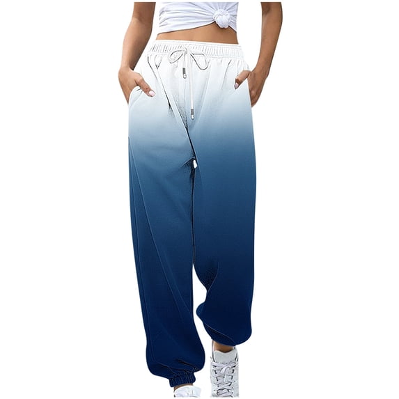 Edvintorg Sweatpants Women Jogging Sweatpants Fashion Casual Pockets Full-Length Loose Pants Solid High Waist Trousers Pants with Drawstring