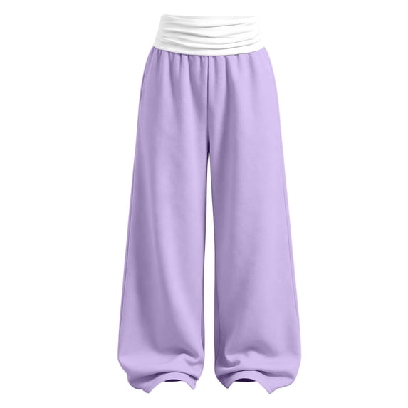 Edvintorg Sweatpants for Girls Solid Color Elastic Waisted Casual Jogger Loose Wide Leg Workout Pant with Pocket Teen Girl Clothes Size 5-15