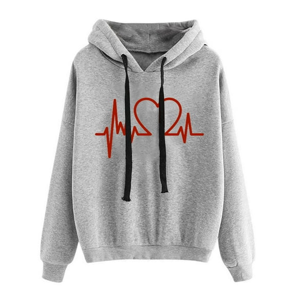 Edvintorg Sweatshirt For Women Clearance Fashion Casual Long Sleeve Print Hooded Sweatshirt With Pocket Pullover Tops Hoodies For Women 2024