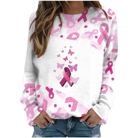 Edvintorg Sweatshirt For Women Clearance Fashion Women's Casual Long Sleeve Round Neck Printed Pullover Female Ladies Sweatshirts Tops Blouse