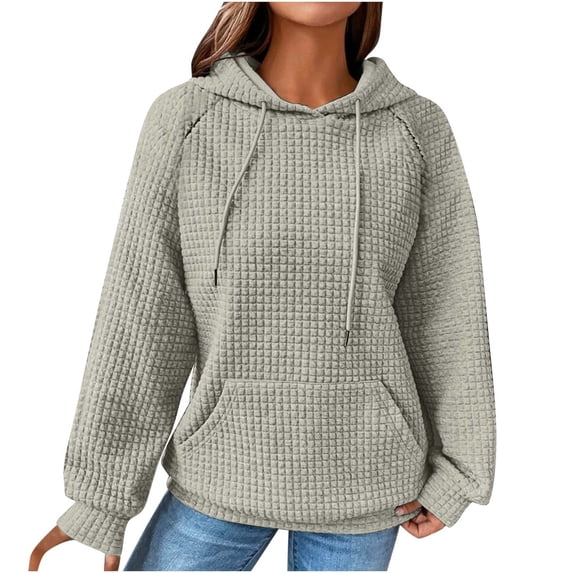 Edvintorg Sweatshirts for Women Loose Fit Women's Solid Raglan Sweater Hooded Sweatshirt Long Sleeve Drawstring Pullover Top