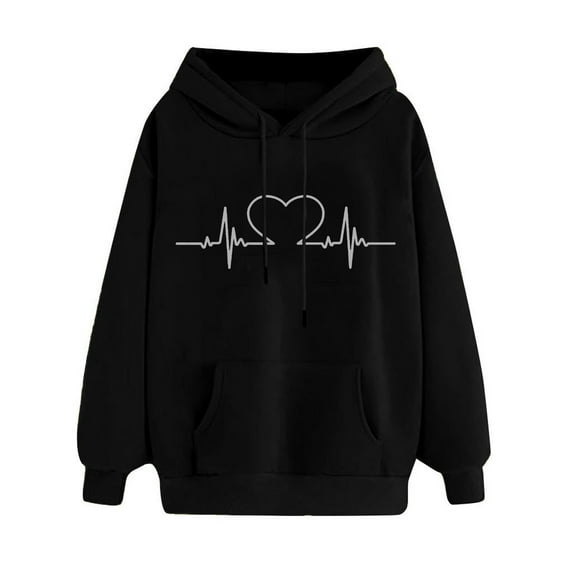 Edvintorg Sweatshirts for Women Loose Fit Plus Size Cute Printed Casual Hoodies Long Sleeve Hooded Sweatshirts Loose Lightweight Pullover Tops