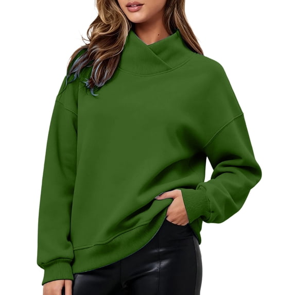 Edvintorg Sweatshirts for Women Loose Sweat Shirts Casual Pullover Sweatshirt Long Sleeve Women Clothing S-2XL Army Green