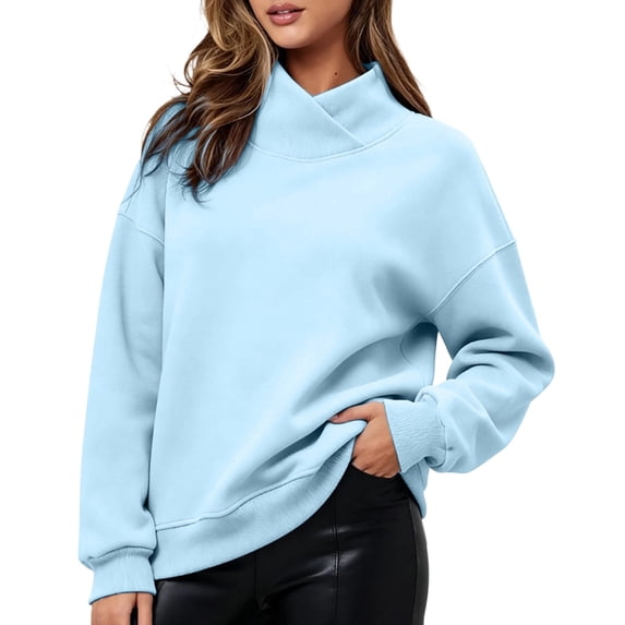 Edvintorg Sweatshirts for Women Loose Sweat Shirts Casual Pullover Sweatshirt Long Sleeve Women Clothing S-2XL Light Blue