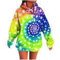 thumbnail image 1 of Edvintorg Sweatshirts for Women Tie Dye Printed Long Sleeve Loose Casual Hoodies Fall Winter Pullover Tops with Pockets Women Fashion Dark Blue XL, 1 of 5