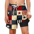 thumbnail image 1 of Edvintorg Swim Trunks Boys 4Th Of July Summer Elastic Waisted Beach Shorts with Compression Liner Clothes for Kids Size 5-14, 1 of 9