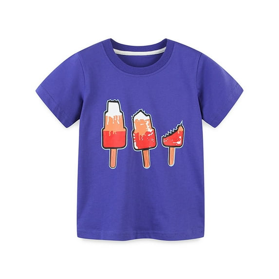 Edvintorg T Shirt for Kids Boys Fashion Cartoons Printing Round Neck Short-Sleeved Cotton Tshirt Summer Casual Tops 1-7Years Children's Clothing Boy
