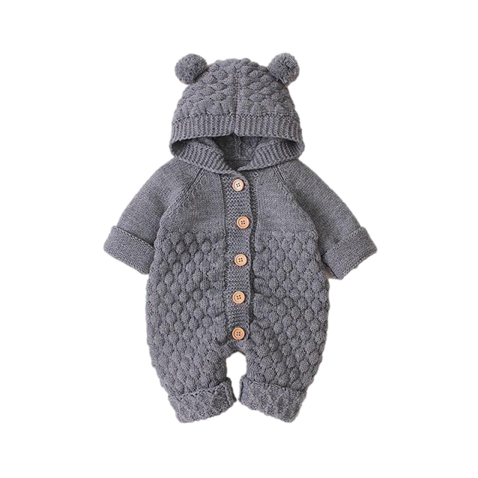 Winter and Spring Arrival Baby Unisex Long Sleeves Plain Fluffy Hooded Rompers
