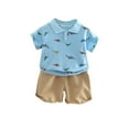 thumbnail image 1 of Edvintorg Toddler Boy Clothes Fashion School Style Dinosaur Short Sleeve Turndown Collar Shirt + Short Sets Summer Casual Outfits Kids Boutique Outfits, 1 of 3