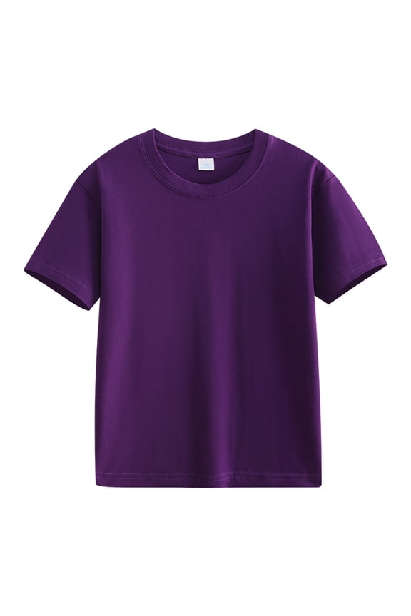 Toddler Boy Clothes Summer Shirts Fashion Solid Color Short Sleeve T Shirts Soft Basic Tees Tops Kids Tshirts Shirts for Girls 2-12 Years