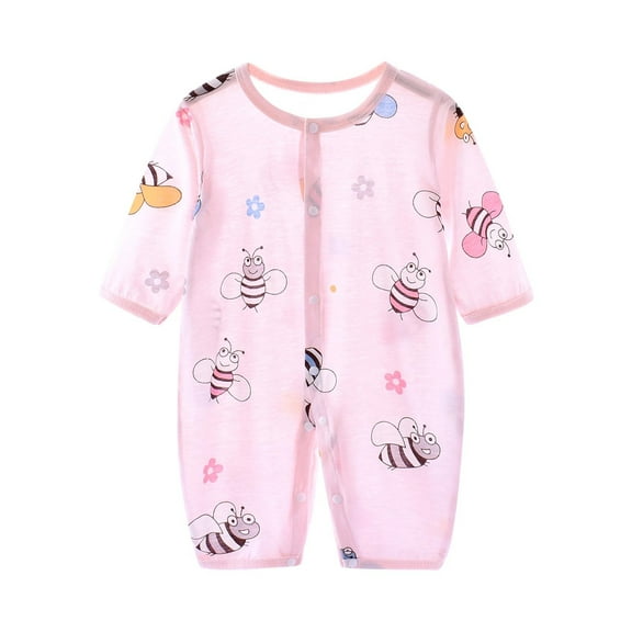 Edvintorg Toddler Boy Summer Clothes Baby Rompers Girl Long Sleeve Breathable Comfortable Cotton Jumpsuit Loungewear Cute Thin Air-Conditioned Clothing 0-12 Months