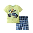 thumbnail image 1 of Edvintorg Toddler Boy Summer Short Sets Outfits Cotton Casual Crewneck Short Sleeve Vacation Beach Clothes Set for 2-8 Years, 1 of 4
