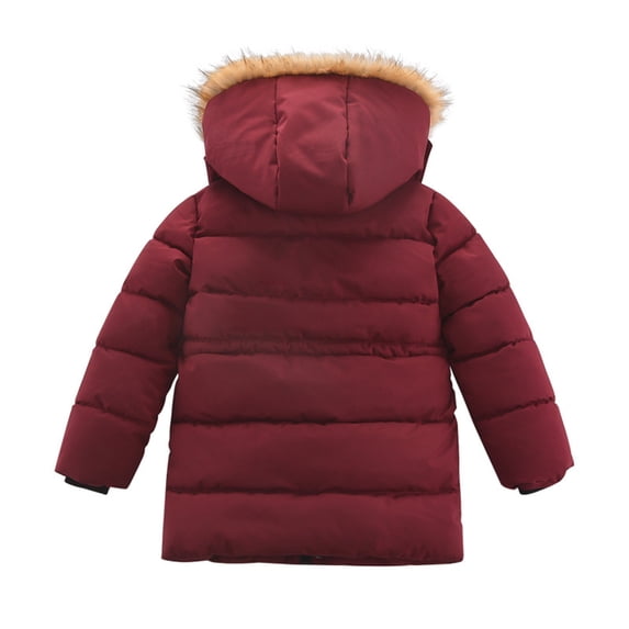 Edvintorg Toddler Boy Winter Hooded Down Jacket Kids Girls Letter Print Coats Warm Jacket Clothes 6M-5Y Kids Outerwear Long Coats With Zipper Teenage Snowsuits