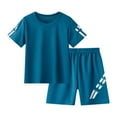 thumbnail image 1 of Edvintorg Toddler Boys Summer Outfits Round Neck Short Sleeve Shirt Shorts Set Casual Loose Outdoor Sports Suit Kids Clothes Boys 2-12 Years, 1 of 3