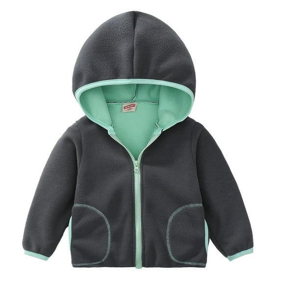 Edvintorg Toddler Fleece Jacket 2025 Winter Clothes Fashion Solid Color Long Sleeve Hooded Coats Children's Outerwear with Zipper Boys Girls 2-9 Years