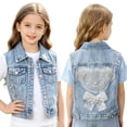 thumbnail image 1 of Edvintorg Toddler Girl Clothes Cute Sleeveless Jean Jacket Fall Winter Lapel Button Down Denim Vest with Pockets 18M-14Y, 1 of 9