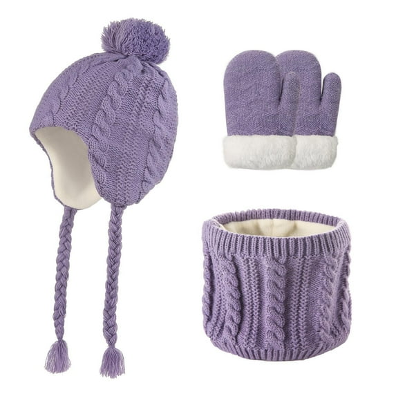 Edvintorg Toddler Hat Clearance Kids Winter Beanie Hat Warm Knit Thick Ski Cap with Pompom and Scarf Gloves Set for Girls Boys 2-5 Years Children's Hat