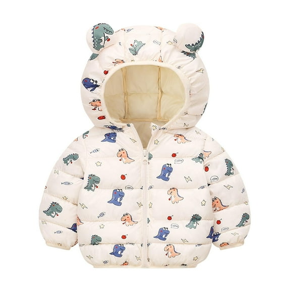 Edvintorg Toddler Jacket Long Sleeve Girls Coats Cute Bear Ears Hooded Cotton Padded Pockets Coat Children Outerwear with Zipper Warm Clothing 2-7 Years Boys Winter Coat
