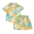 thumbnail image 1 of Edvintorg Toddler Kids Boys 2 Piece Outfits Hawaiian Shorts Sets Button Down Shirt and Shorts Summer Beach Clothes for 1-8 Years Children Clothes Boy, 1 of 3