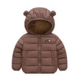 thumbnail image 1 of Edvintorg Toddler Kids Boys Girls Winter Fleece Padded Coat Solid Color Bear Ear Hooded Jacket with Zipper Long Sleeve Casual Outerwear 2-8 Years, 1 of 5
