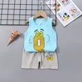 thumbnail image 1 of Edvintorg Toddler Kids Boys Sets Clothing Clearance Fashion Kids Clothes Girls Cute Sleeveless Vest Shorts Cartoon Print Casual Suit 6Months-5Years, 1 of 4
