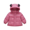 thumbnail image 1 of Edvintorg Toddler Winter Jacket Children's Outerwear Boys Girls Solid Color Plush Cute Bear Ear Hooded Thick Padded Coat Jackets Long Sleeve 1-7 Years, 1 of 8