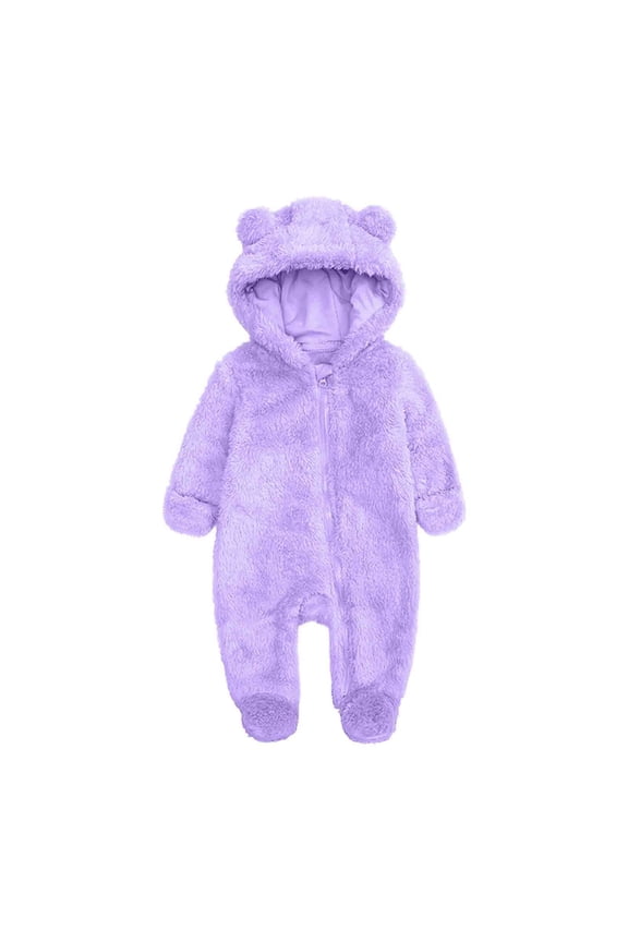 Toddler Winter Romper 0-12Months Baby Boy Sleepers Cute Bear Ears Cartoon Long Sleeve Warm Hooded Rompers Infant Girls Jumpsuit with Zipper
