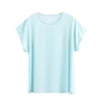 thumbnail image 1 of Edvintorg Tops for Women Loose Fit Lightweight Crew Neck Short Sleeve Casual Pullover Shirts Plus Size Women Clothes Light Blue XXXL, 1 of 5