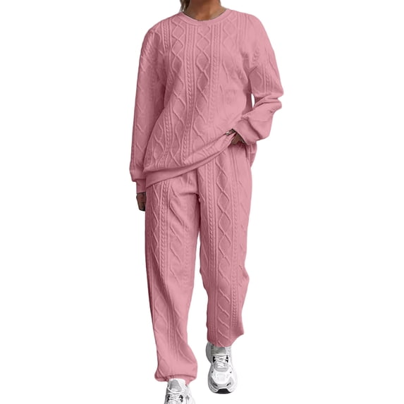 Edvintorg Track Suits for Women Set Ribbed Long Sleeve Pullover Tops and Sweatpants Casual Sweatsuits Women 2 Piece Outfit