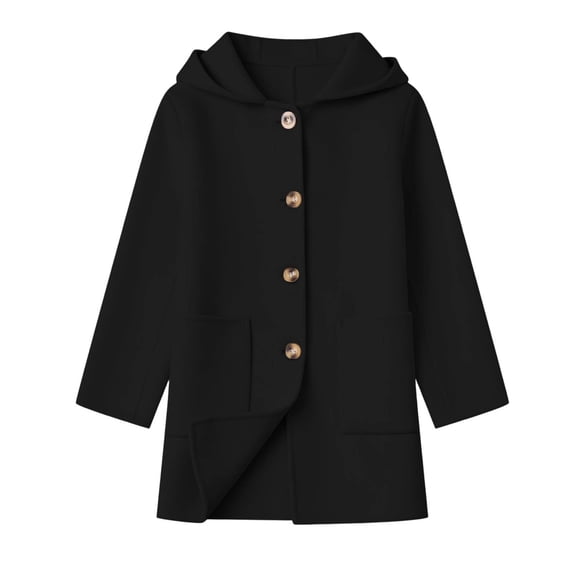 Edvintorg Trench Coat Girls Solid Color Long Sleeve Loose Casual Jacket Fall Winter Button Down Long Outerwear with Pocket Clothes for Teens Size 5-15