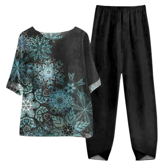 Edvintorg Trendy 2 Piece Outfits Oversized Clothings 2025 Women Summer Matching Lounge Sets Vintage Printed Casual Loose Loungewear