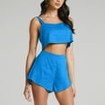thumbnail image 1 of Edvintorg Two Piece Set Women Outfit 2025 2025 Women's Fashion 2 Piece Outfits Sleeveless Crop Top Shorts High Waist Set with Pockets Blue S, 1 of 7
