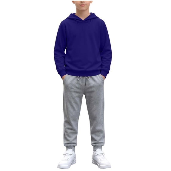 Edvintorg Two Piece Sets for Boys Long Sleeve Workout Casual Hoodie and Sweatpant with Pockets Boy Clothes Size 1-15