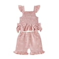 thumbnail image 1 of Edvintorg Two Piece Sets for Girls Summer Cute Ruffle Sleeve Smocked Back Casual Tank Top and Short Little Girls Clothes Size 0-4, 1 of 5