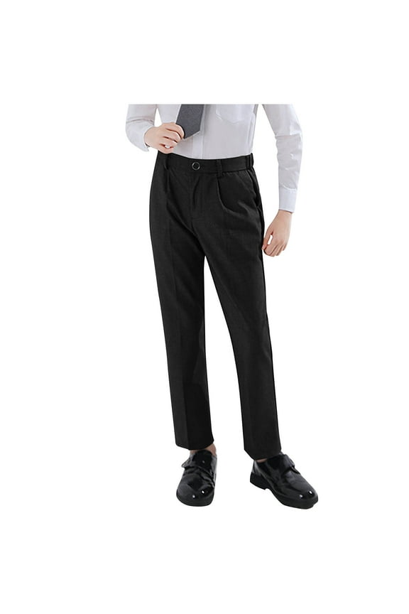 Uniform Pants for Boys Fashion Solid Color Elastic Waisted Dress Pants Kids School Casual Trousers 2-18 Years Teenage Boys' Clothing