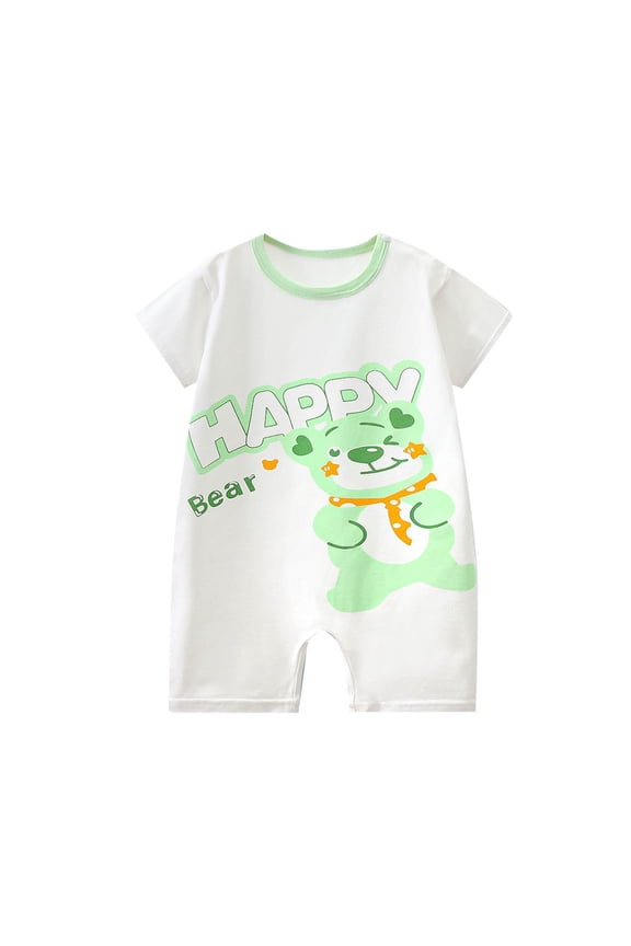 Unisex Newborn Clothes Cute Cartoons Printed Short Sleeve Romper Jumpsuit Summer Comfortable Breathable Thin Cotton Clothes Baby Onesies