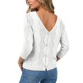 thumbnail image 1 of Edvintorg V Neck Sweaters for Women Plus Size Long Sleeve Casual Lightweight Knit Sweater Womens Clothing White M, 1 of 7
