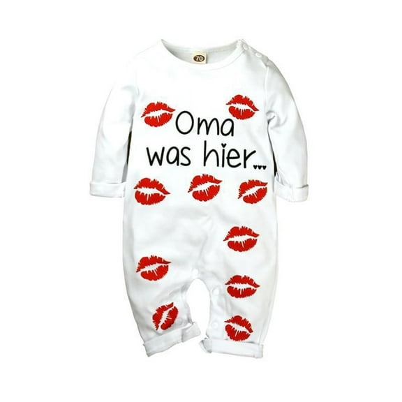 Edvintorg Valentine's Day 0-18M Newborn Romper Toddler Baby Boys Girls Long Sleeves Lip Letter Print Romper Jumpsuit Baby Onesie