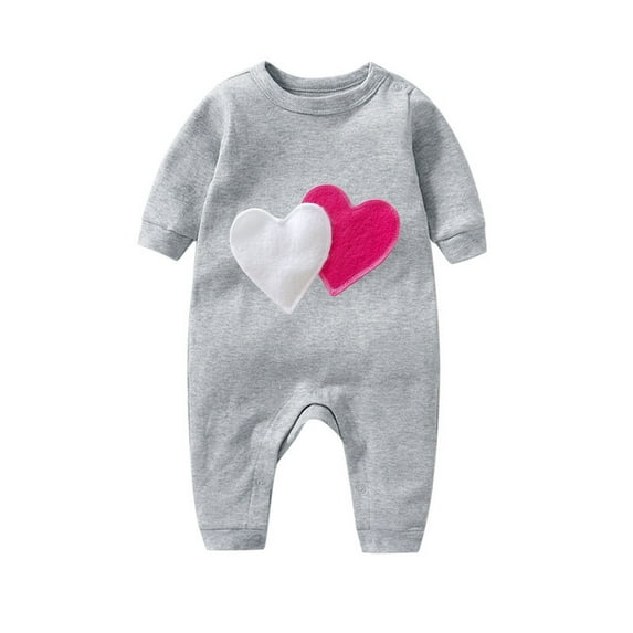 Edvintorg Valentine's Day Baby Clothes for Girls Toddler Baby Boy Cute Heart Print Long Sleeve Cotton T-Shirt Jumpsuit Romper Overalls for Newborns Baby Onesie 0-18Months
