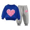 Edvintorg Valentine's Day Clothes for Kids Boys Girls Fashion Casual Sweatsuit Cute Solid Color Heart Print Soft Long Sleeve Top Sweatshirt Pants Suit 12M-10Y Children's Tracksuit
