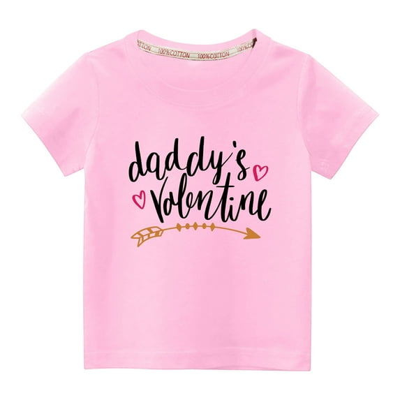 Edvintorg Valentine's Day Gifts 2025 Children's T-Shirt for Boys Girls Fashion Letter Print Comfortable Tee Tops Clothing Solid Short Sleeve Cotton T-Shirts Top Kids Clothes 3-10Years