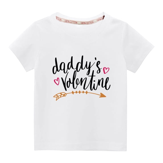 Edvintorg Valentine's Day Gifts 2025 Children's T-Shirt for Boys Girls Fashion Letter Print Comfortable Tee Tops Clothing Solid Short Sleeve Cotton T-Shirts Top Kids Clothes 3-10Years