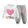 thumbnail image 1 of Edvintorg Valentine's Day Girls' Clothing Sets Fashion Baby Boy Outfits Winter Sweatsuit Cute Solid Color Heart Print Soft Long Sleeve Top Pants Suit 12M-10Y Children's Tracksuit, 1 of 5